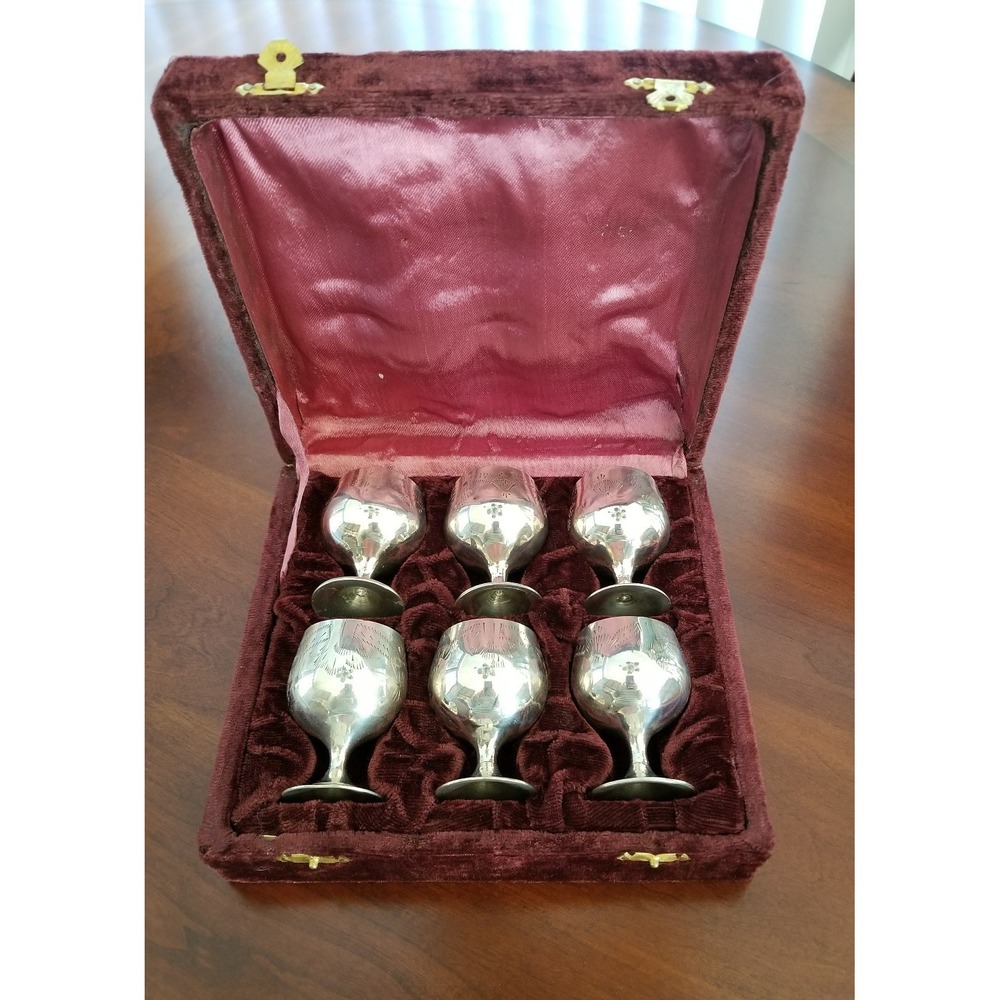 Lot of 6 Vintage/Antique Silver Plated EPNS Small Goblet Cups 2.25"